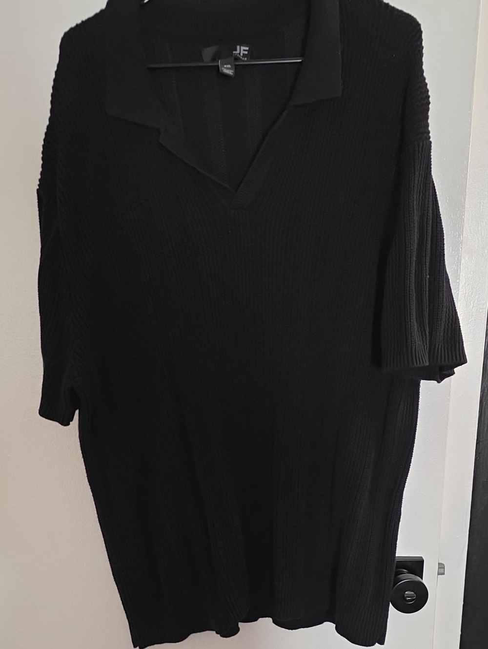jf j.ferrar Black Ribbed V-Neck Polo Sweater